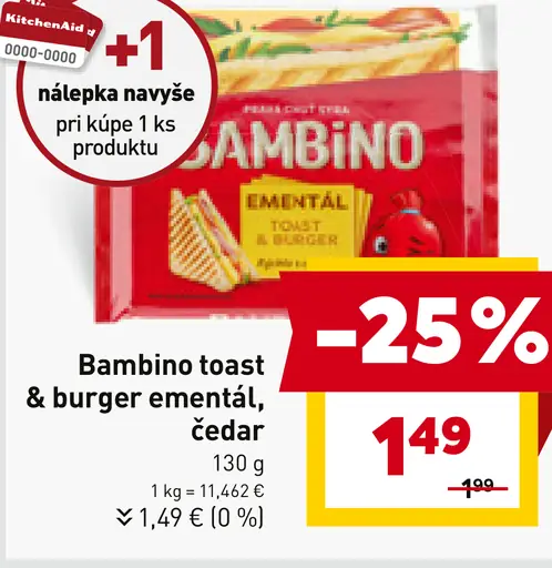 Bambino toast & burger ementál, čedar