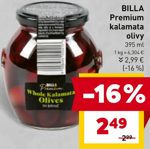 BILLA Premium kalamata olivy