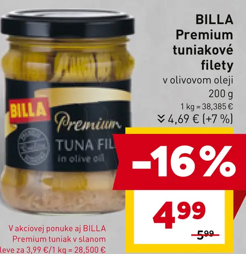 BILLA Premium tuniakové filety