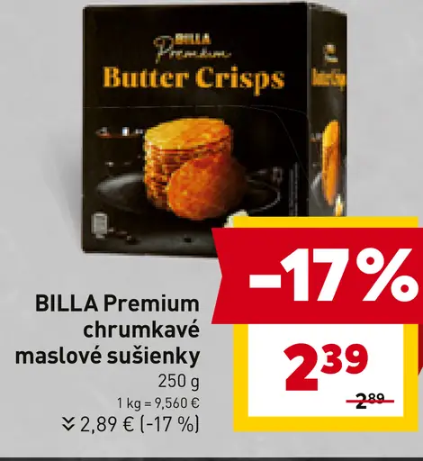 BILLA Premium chrumkavé maslové sušienky