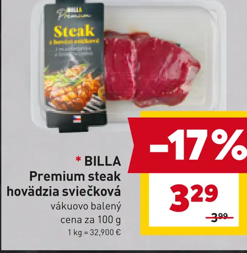 BILLA Premium steak hovädzia sviečková