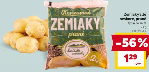 Zemiaky žlté neskôr, prané