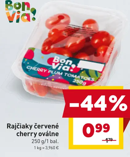 Rajčiaky červené cherry oválne