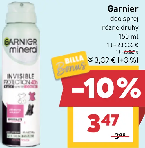 Garnier deo sprej rôzne druhy