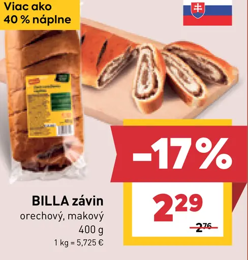 BILLA závin orechový, makový