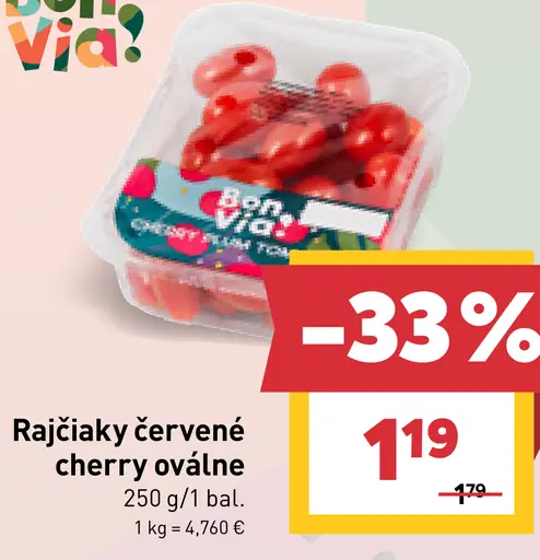 Rajčiaky červené cherry oválne