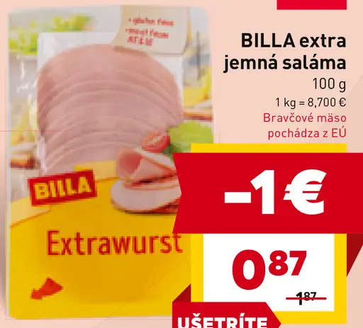 BILLA extra jemná saláma