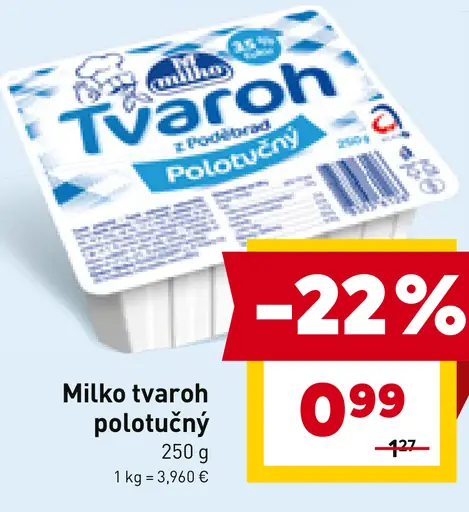 Milko tvaroh polotučný