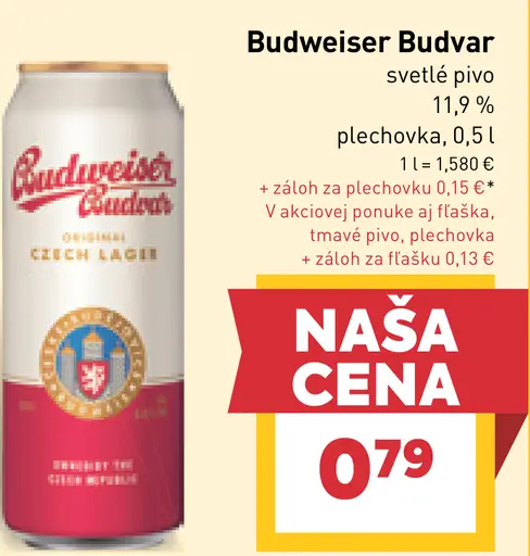 Budweiser Budvar svetlé pivo plechovka