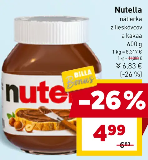 Nutella Nátierka z lieskovcov a kakaa