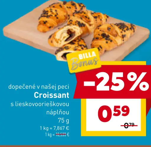 Croissant s lieskovoořískovou náplňou