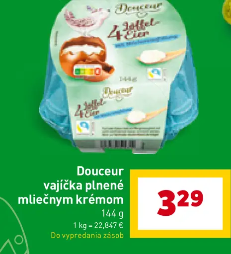 Douceur vajíčka plnené mliečnym krémom