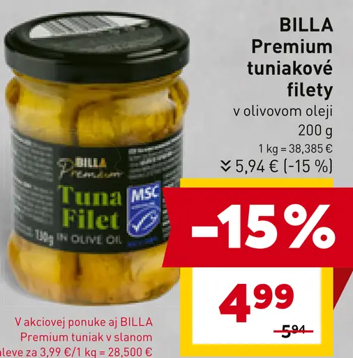 BILLA Premium tuniakové filety