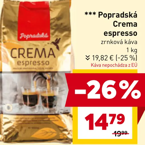 Popradská Crema Espresso zrnková káva