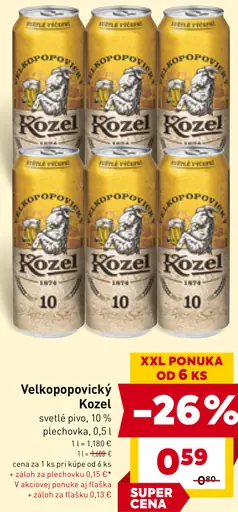 Velkopopovický Kozel pivo plechovka