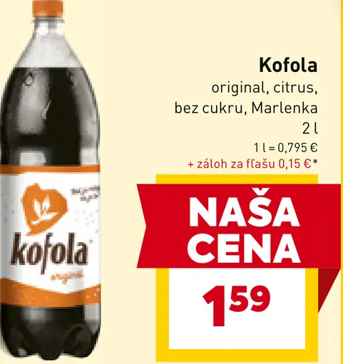 Kofola originál, citrus, bez cukru, Marlenka