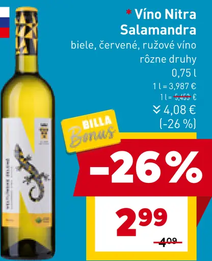 Vino Nitra Salamandra víno rôzne druhy