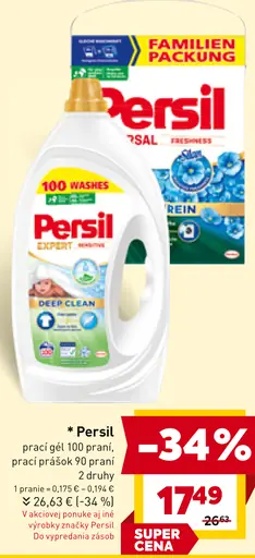 Persil prací gél 100 praní, prací prášok 90 praní