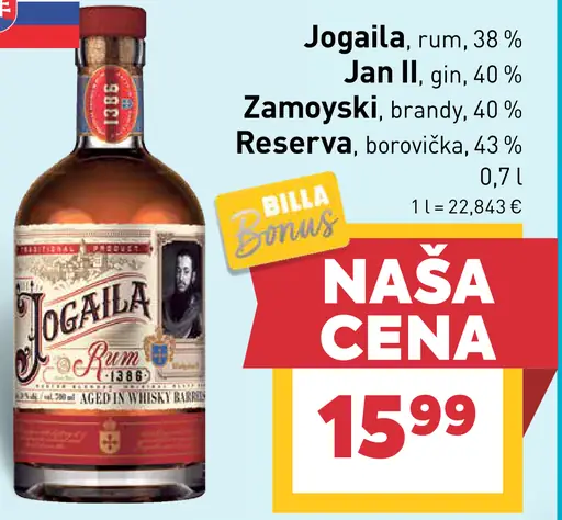 Jogaila rum, gin, brandy, borovička