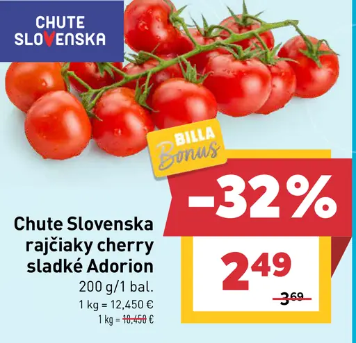 Chute Slovenska rajčiaky cherry sladké Adorion
