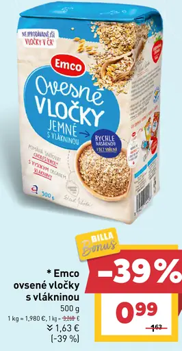 Emco ovsené vločky jemné s vlákninou
