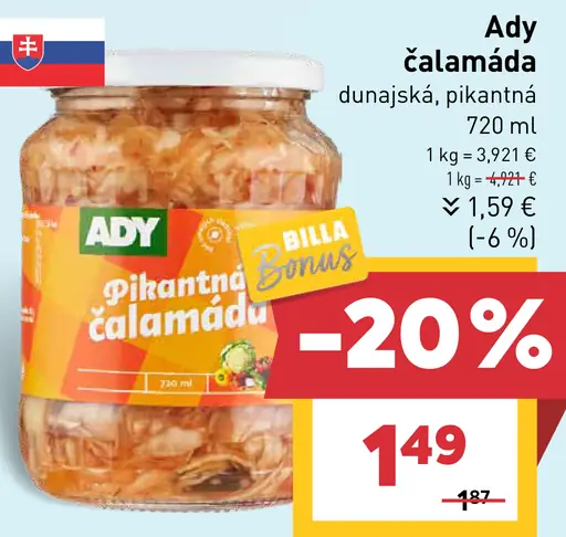 Ady čalamáda dunajská, pikantná
