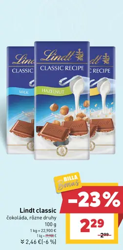 Lindt classic čokoláda