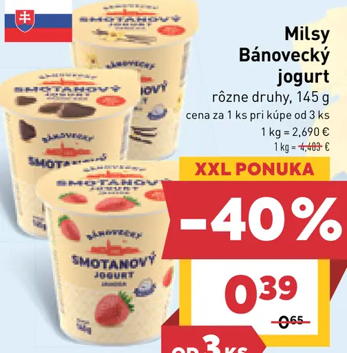 Milsy Bánovecký smotanový jogurt slivka škorica