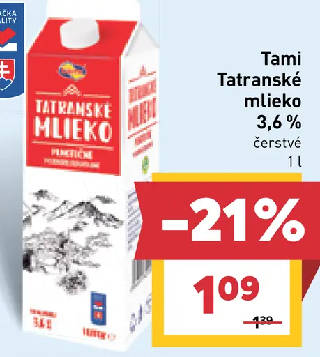 Tami Tatranské mlieko polotučné