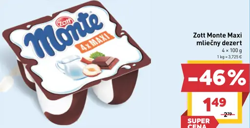 Zott Monte Maxi mliečny dezert