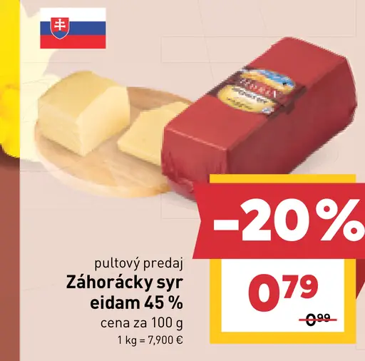 Záhorácky syr eidam 45 %