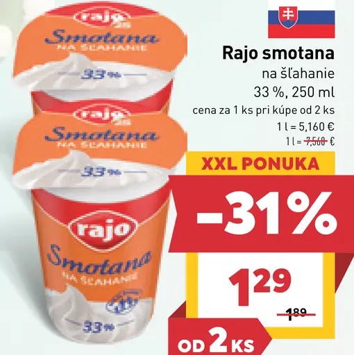Rajo smotana na šľahanie