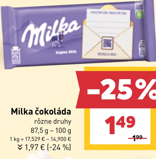 Milka Mliečna čokoláda