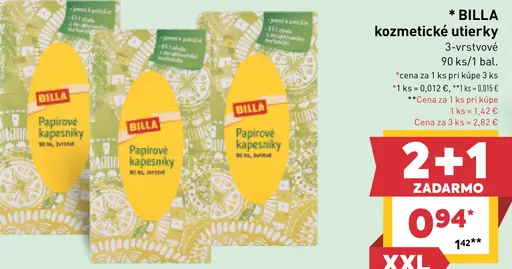 BILLA kozmetické uteráky