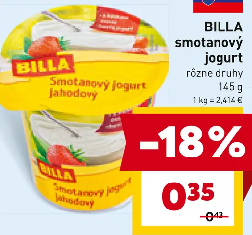 BILLA Smotanový jogurt