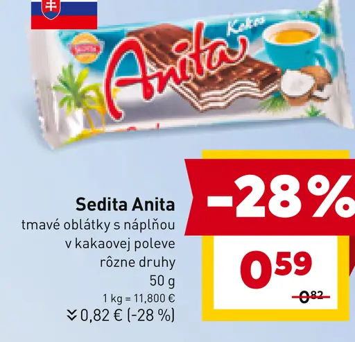 Sedita Anita tmavé oblátky s náplňou v kakaovej poleve