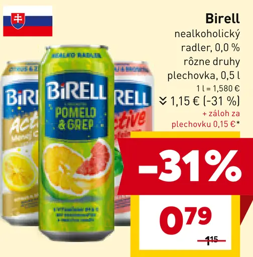 Birell nealkoholický radler