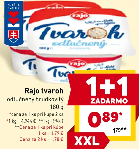 Rajo Tvaroh odtučnený hrudkovitý