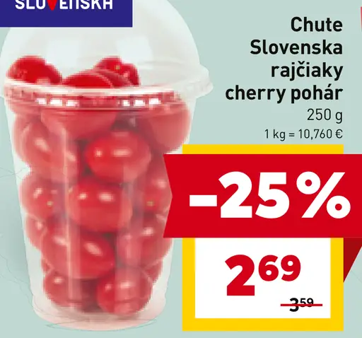 Chute Slovenska rajčiaky cherry pohár