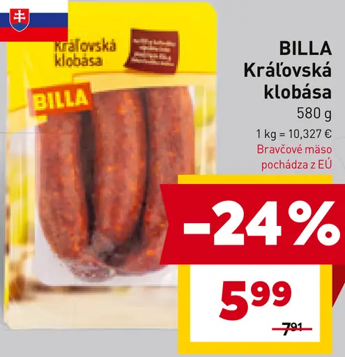 BILLA Kráľovská klobása