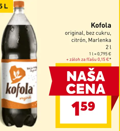 Kofola original, bez cukru, citrón, Marlenka