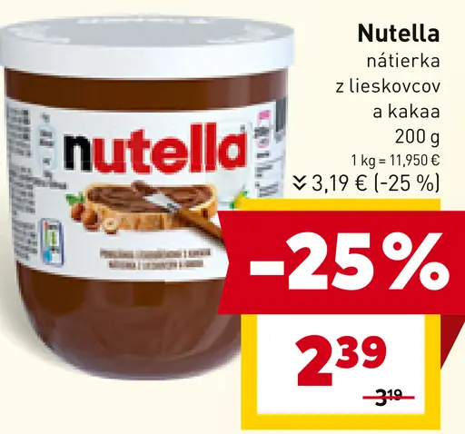 Nutella Nátierka z lieskovcov a kakaa