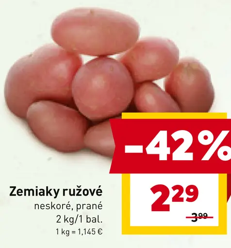 Zemiaky ružové neskoré, prané