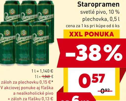 Staropramen Nealko pivo nealkoholické svetlé plechovka