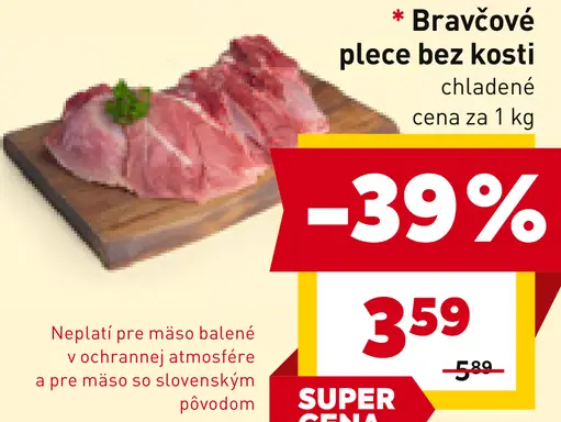 Bravčové plece bez kosti chladené