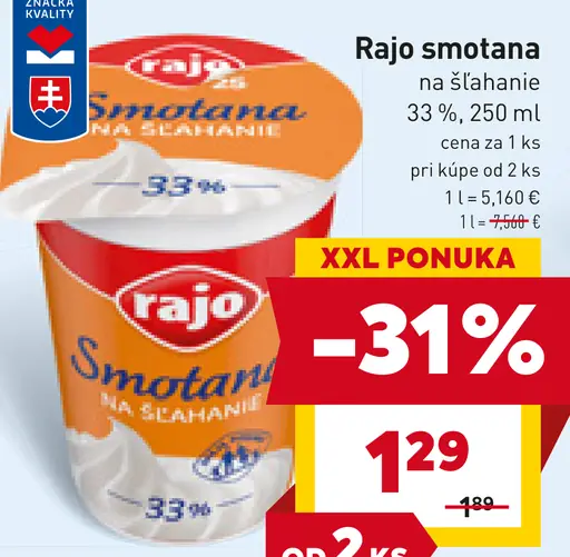 Rajo smotana na šľahanie
