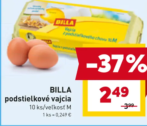 Billa podstielkové vajcia