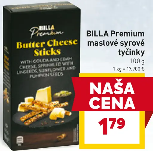 BILLA Premium maslové syrové tyčinky