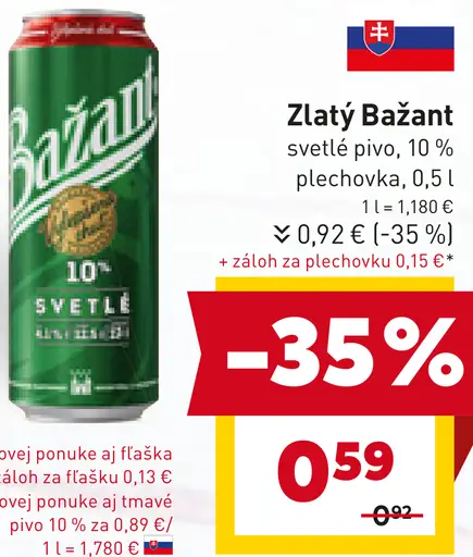 Zlatý Bažant '73 pivo svetlý ležiak plechovka