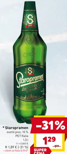 Staropramen svetlé pivo PET